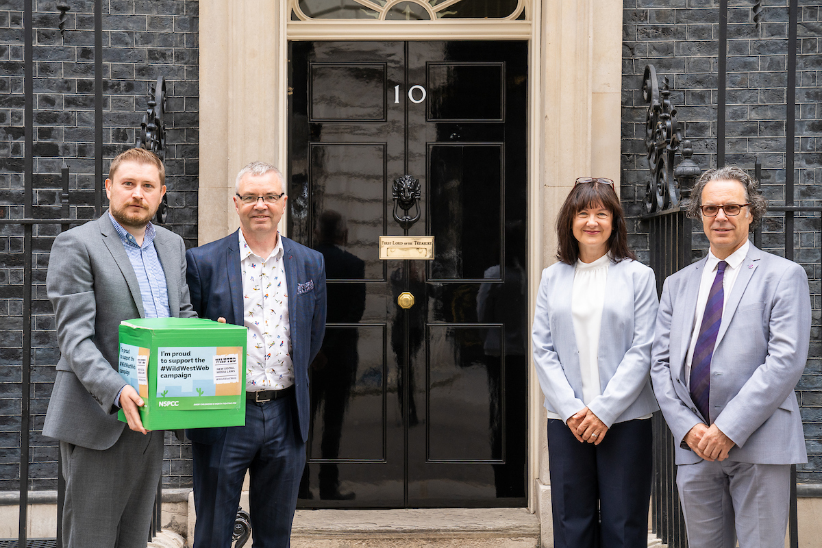 Handing in Wild West Web petition at Downing Street