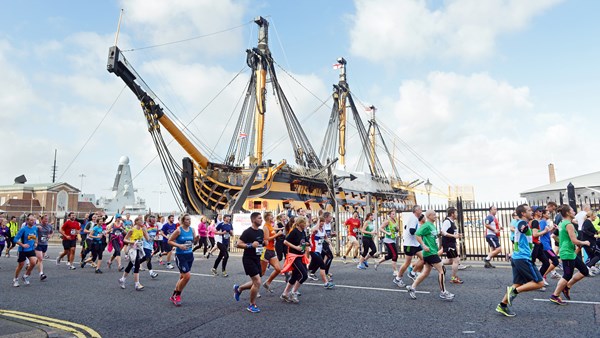Contestants running the Great South Run