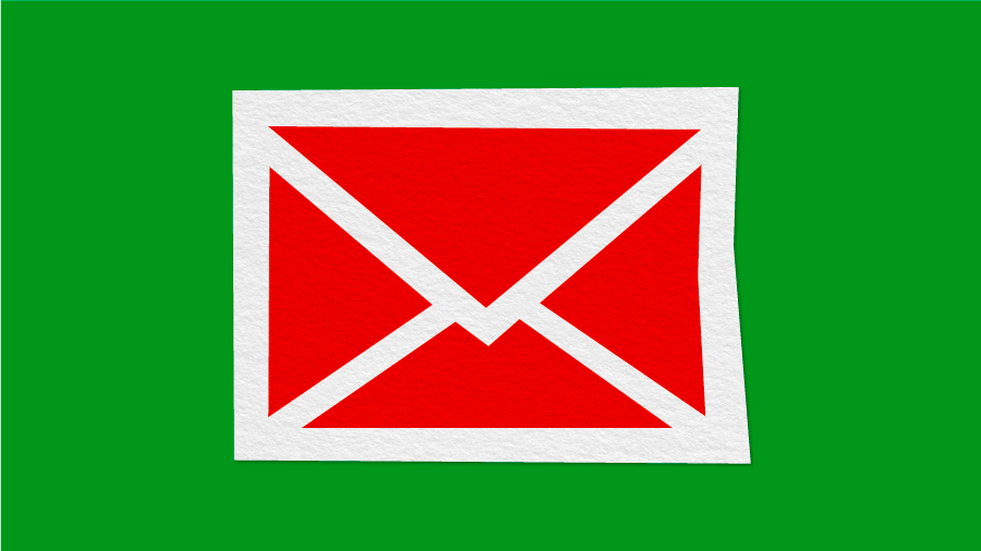 illustration of a red envelope on a green background