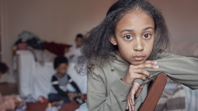 Sad young girl, facing the camera