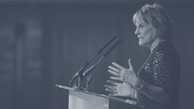 Dame Esther Rantzen speaking at the White Hat Ball.