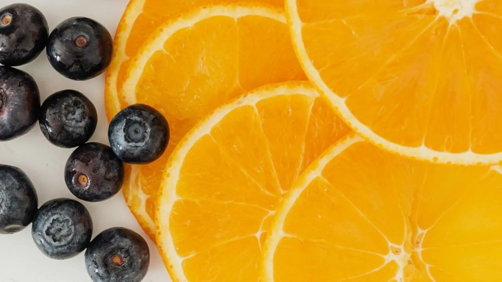 Orange slices and blueberries