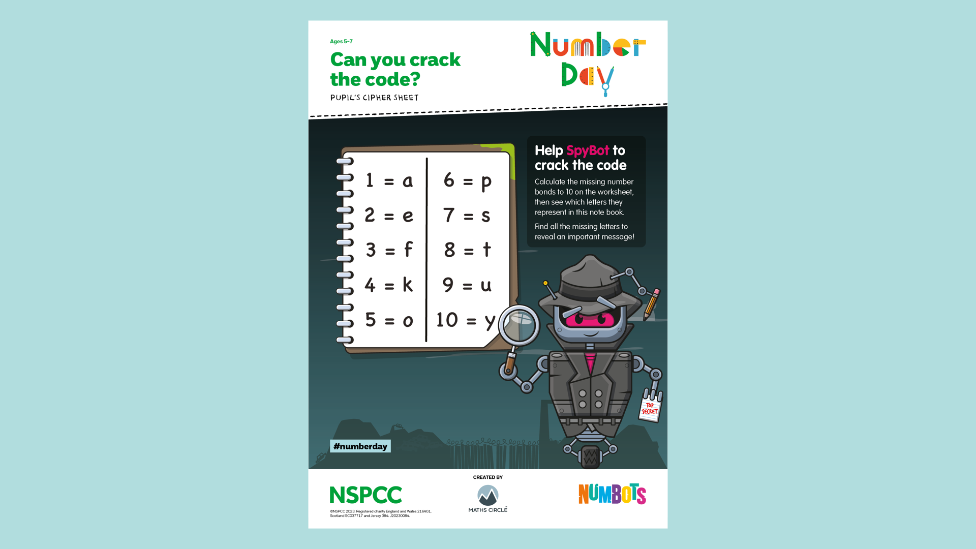 20230084 NSPCC Number Day 2024 Can You Crack The Code 5 7 CM AW