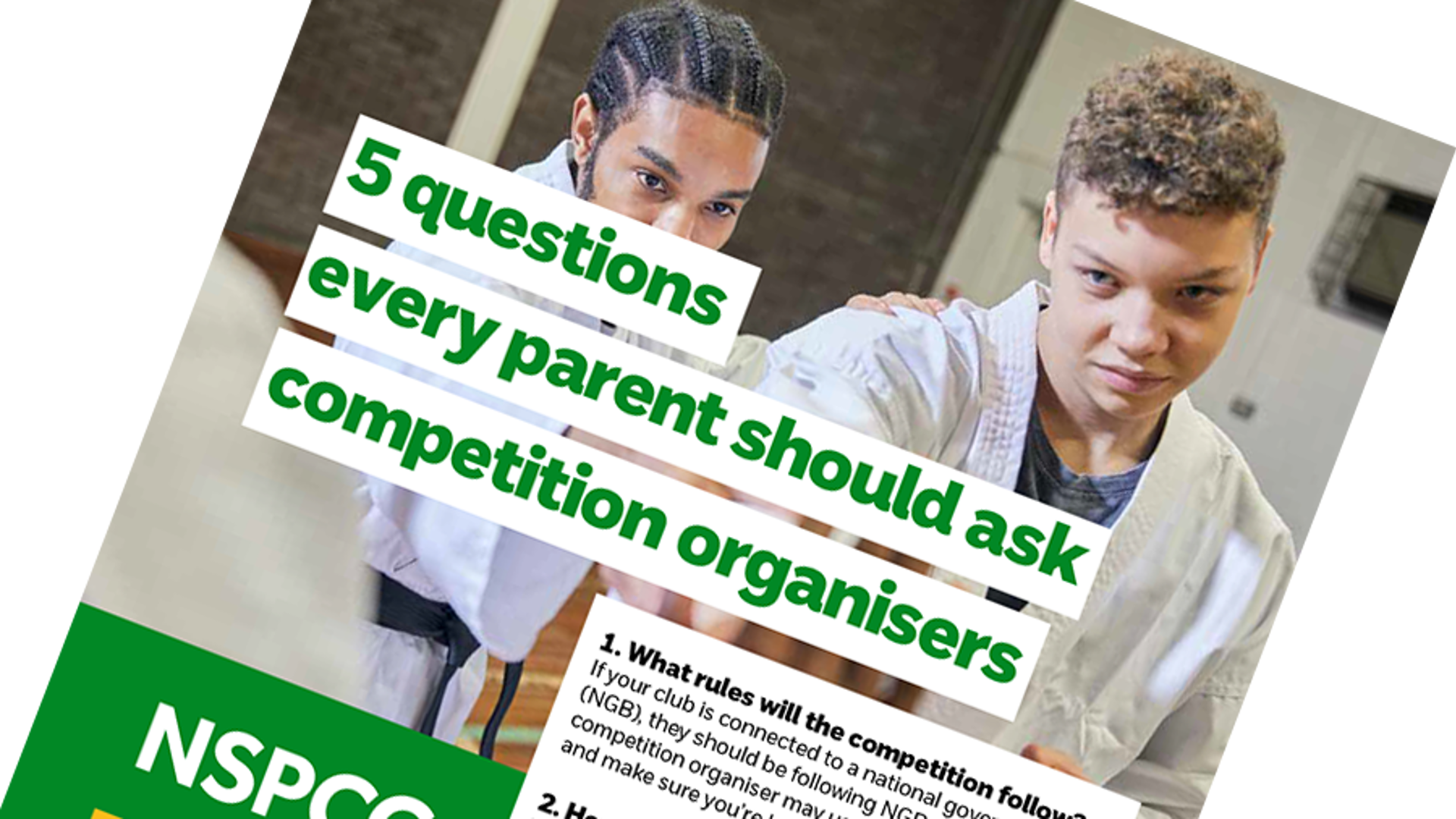 Part of a poster titled '5 questions every parent should ask competition organisers'