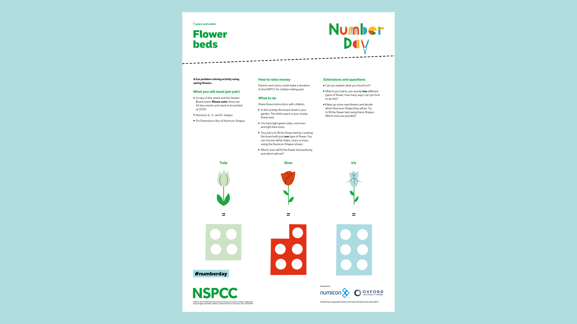 20230084 NSPCC Number Day2024 NS002 Flowers KS1 A3 Worksheet CM AW2