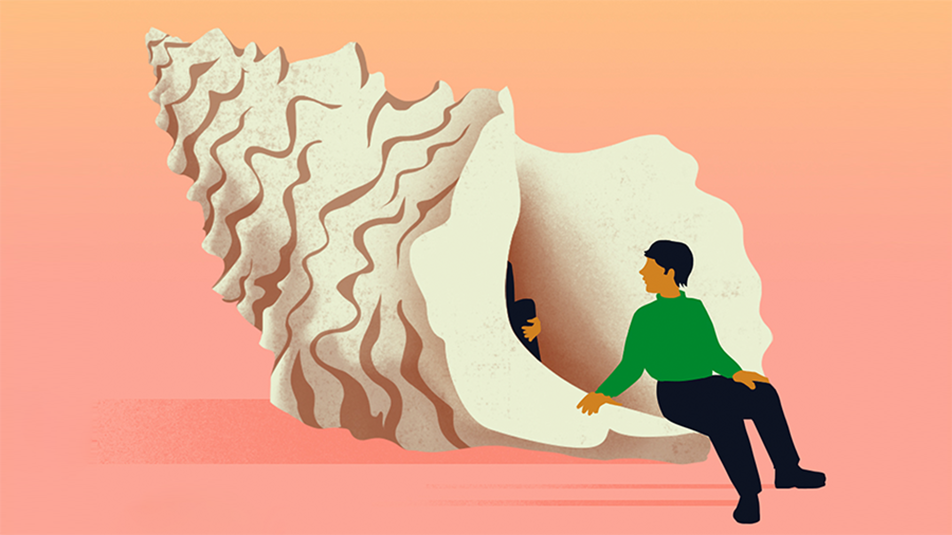 Illustration of child sitting in a shell
