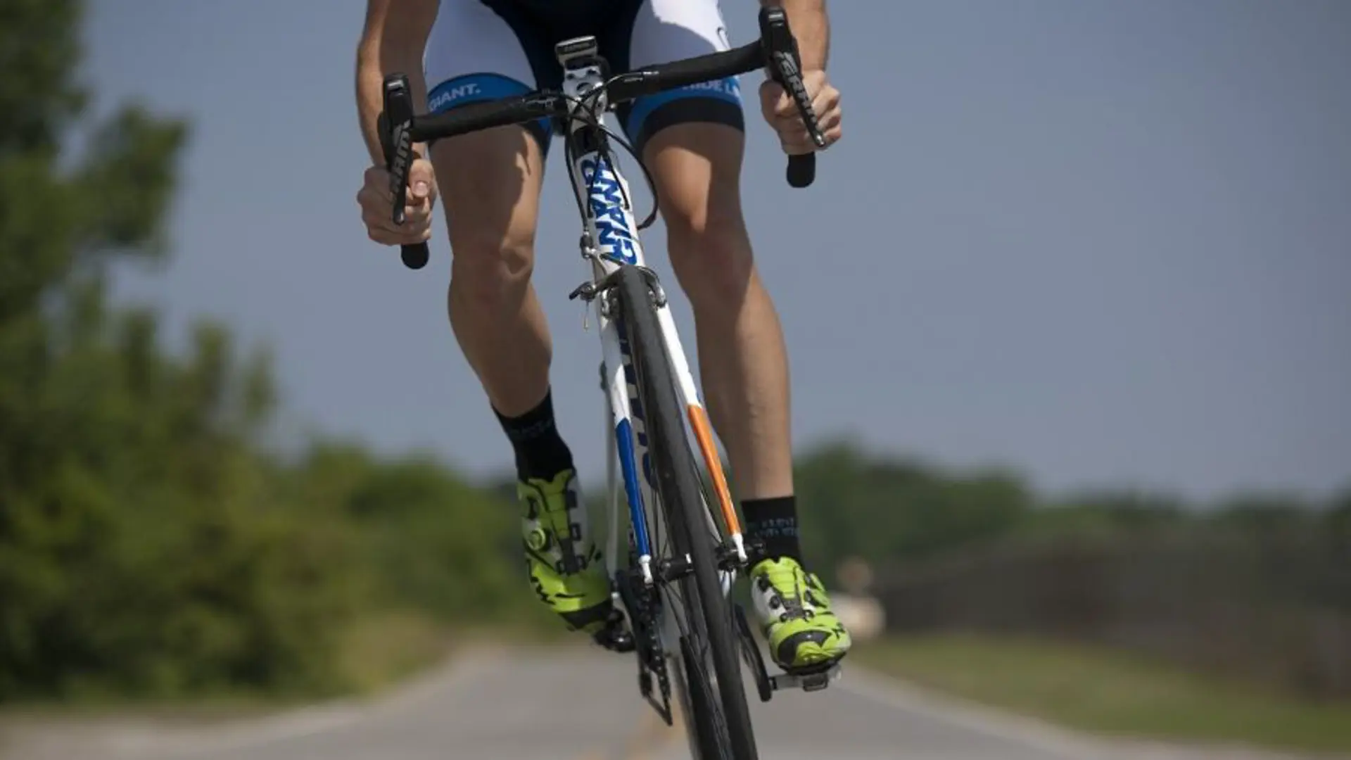 A person riding a road bike