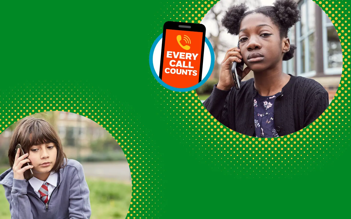 Two children on separate Childline calls.