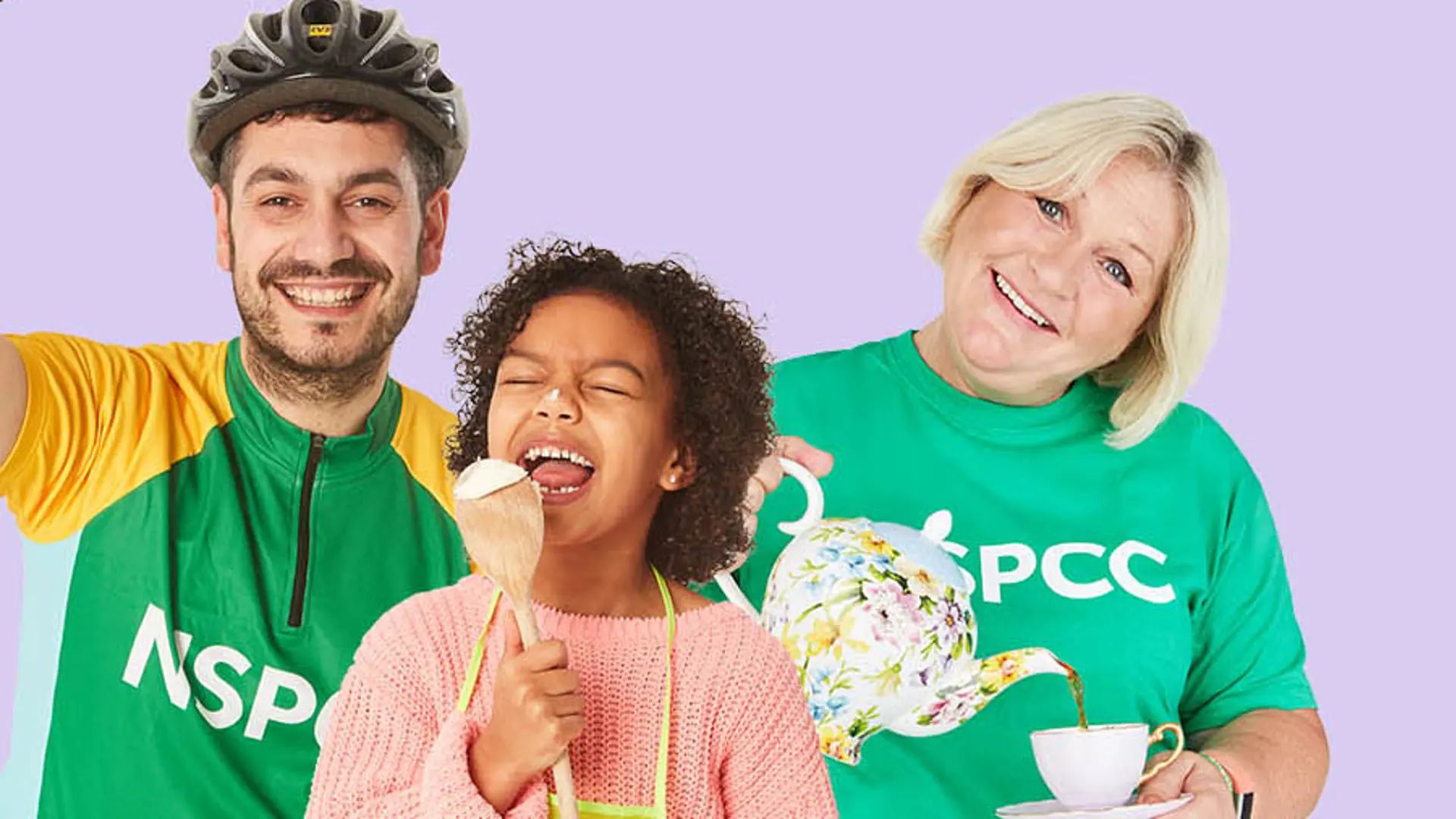 Man, woman and girl trying different fundraising ideas