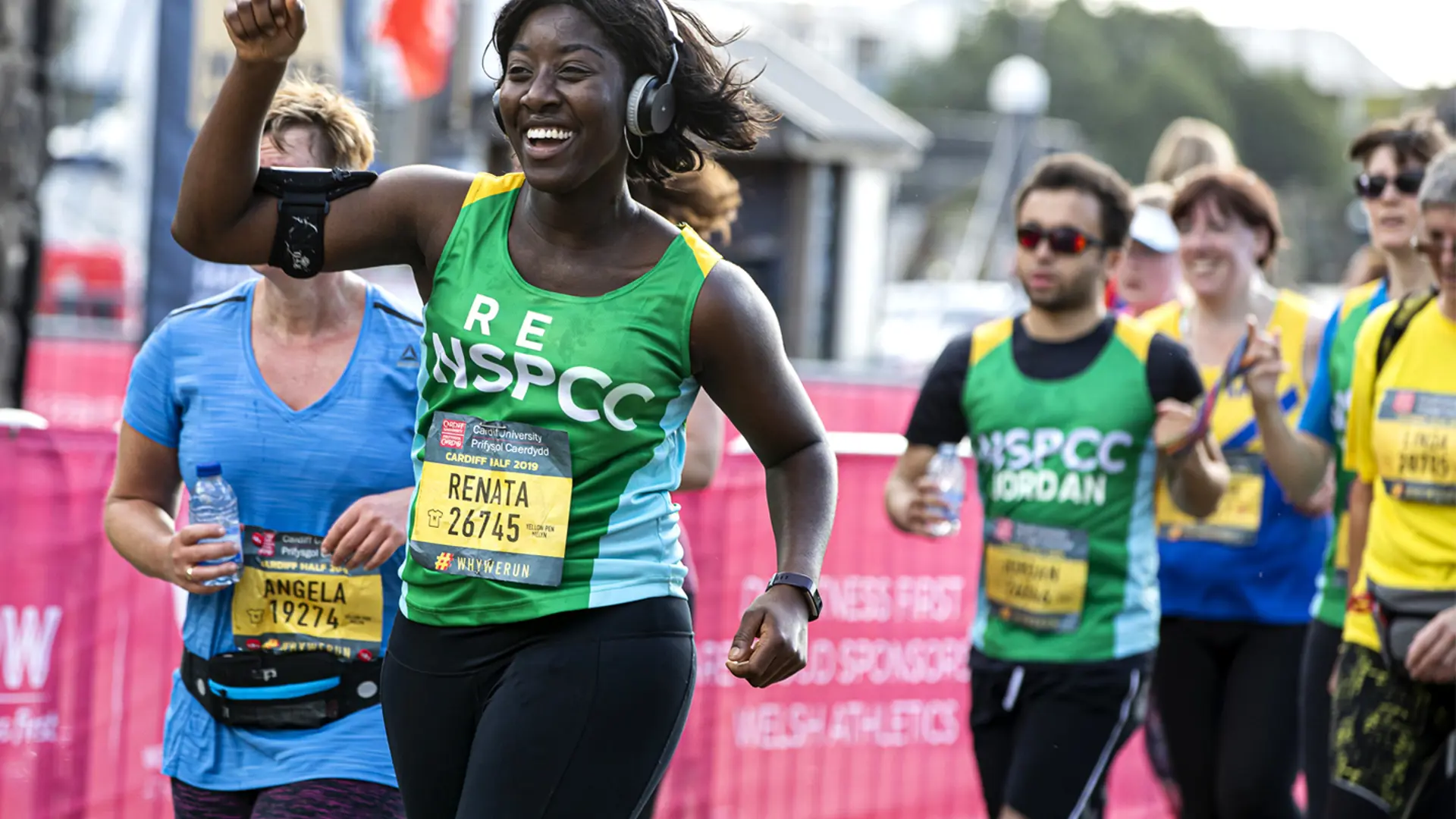 A woman running in a half marathon