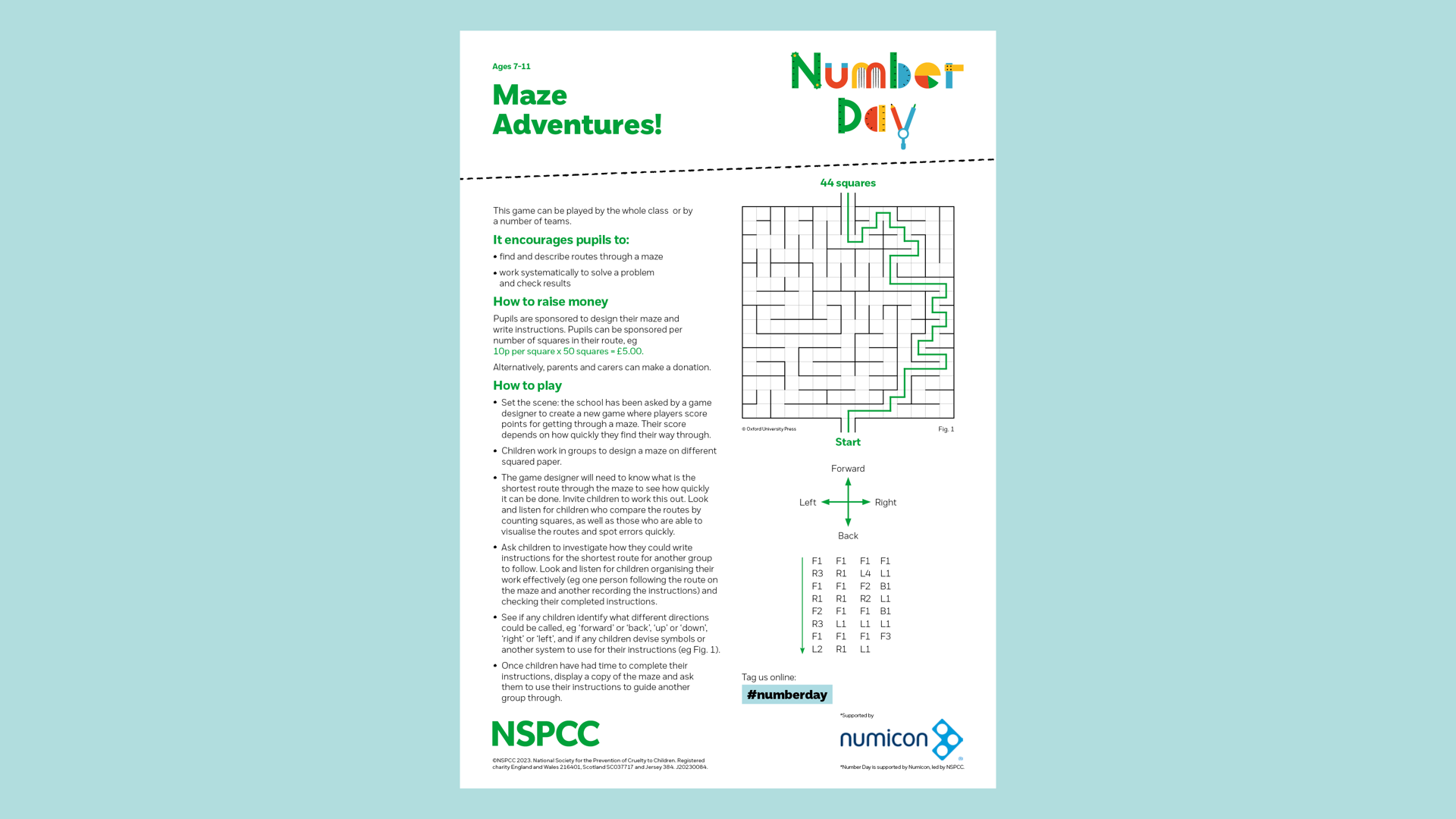 20230084 NSPCC Number Day 2024 Maze Adventures Worksheet 7 11 CM AW